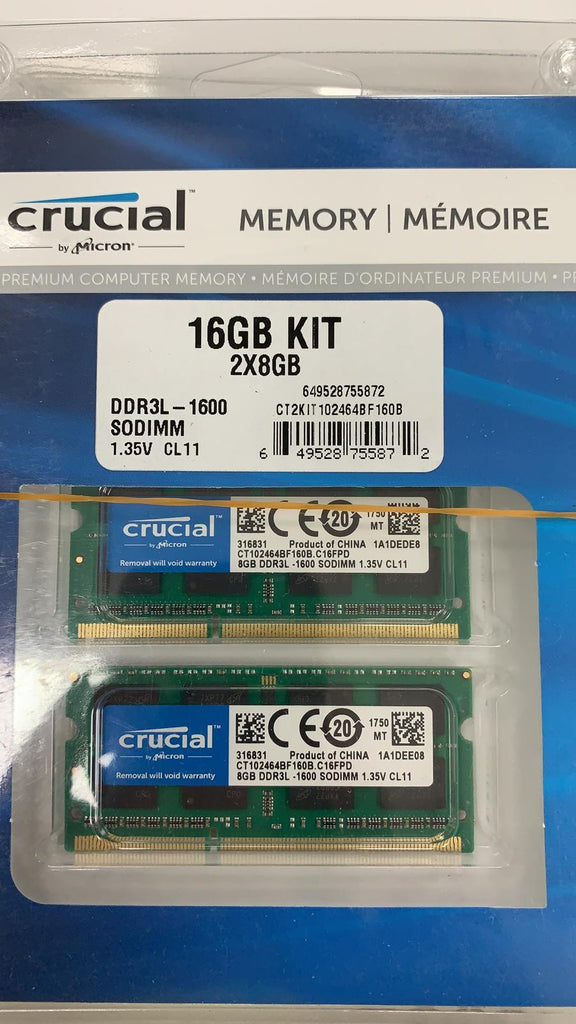 Crucial 4GB 1600MHz DDR3L SODIMM RAM PC3L-12800 204-Pin 1.35V CL11 Laptop  Memory