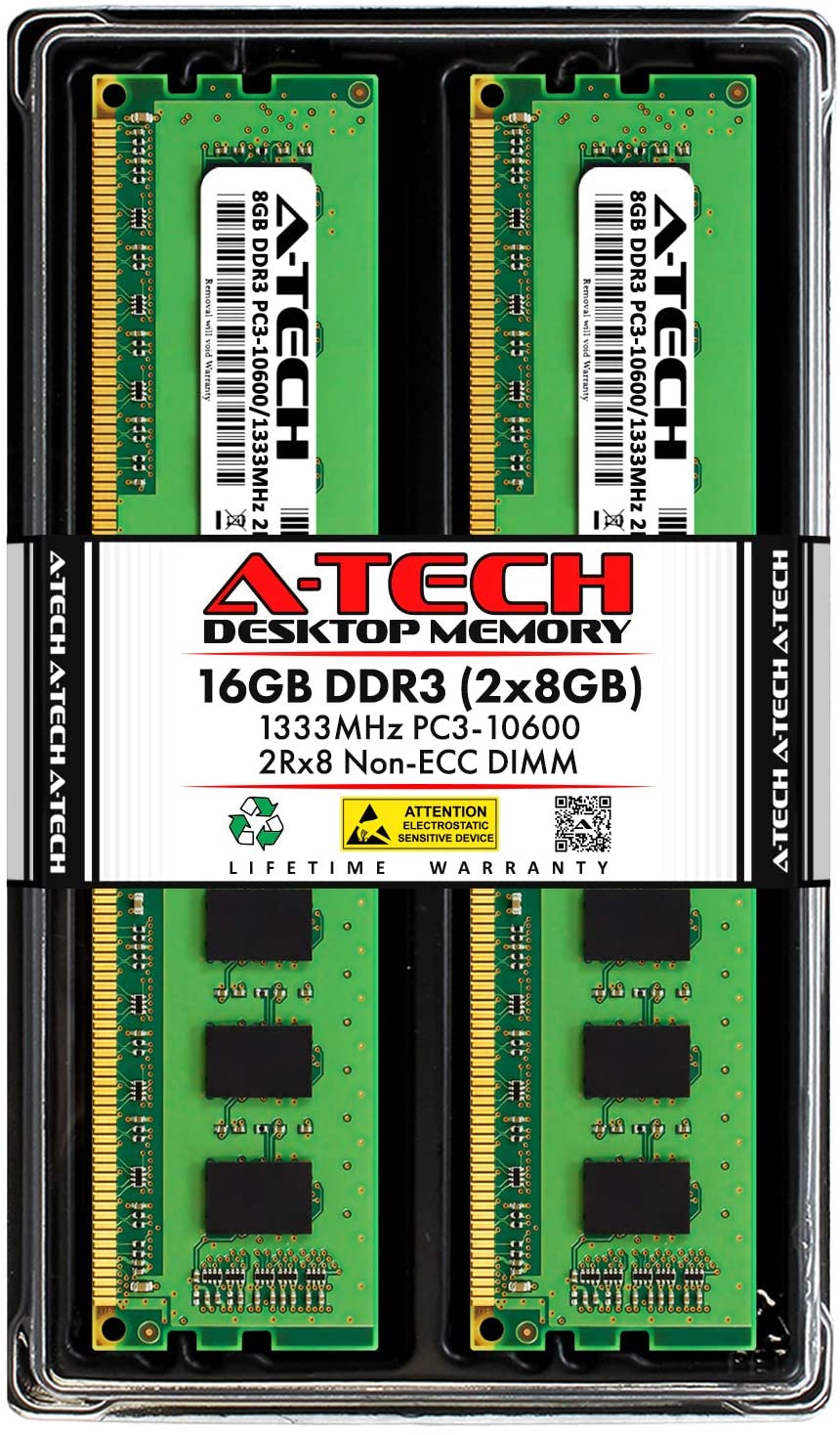 A-TECH 16GB (2x8GB) DDR3 PC3-10600 DIMM / 1333MHz 1.5V A-TECH 16GB (2x8GB) DDR3 PC3-10600 DIMM / 1333MHz 1.5V