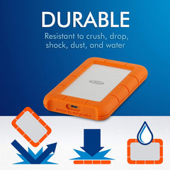 LaCie Rugged USB-C 5TB External Portable Hard Drive